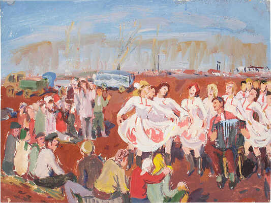 Кузнецов Юрий Михайлович. Эскиз картины «Художественная самодеятельность»